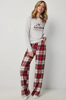 Ardene Long PJ Set in Light | Size | Polyester/Elastane | Eco-Conscious