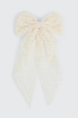 Ardene Lace Bow Barette in White