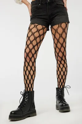 Ardene Extra Wide Fishnet Tights in Black | Polyester/Spandex