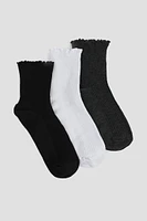 Ardene 3-Pack Lettuce Edge Socks | Polyester/Spandex