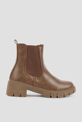 Ardene Chunky Sole Chelsea Boots in | Size | Faux Leather/Polyester | Eco-Conscious