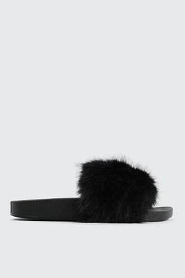 Ardene Faux Fur Slides in | Size