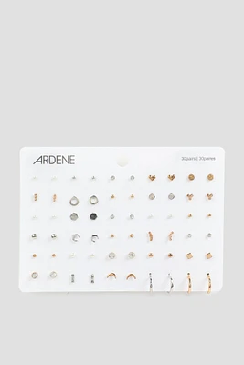 Ardene 30 Pairs of Silver Tone Stud Earrings | Stainless Steel