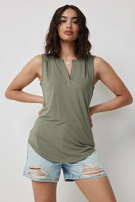 Ardene Sleeveless Tunic in Khaki | Size | Polyester/Elastane | Eco-Conscious
