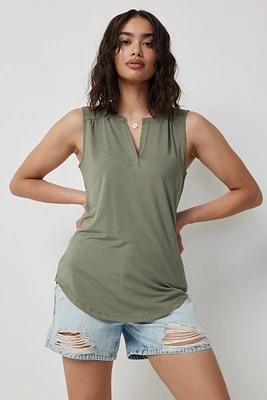 Ardene Sleeveless Tunic in Khaki | Size Small | Polyester/Elastane | Eco-Conscious