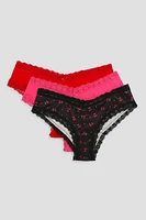 Ardene 3-Pack Microfiber Cheeky Panty Panties | Size | Polyester/Spandex