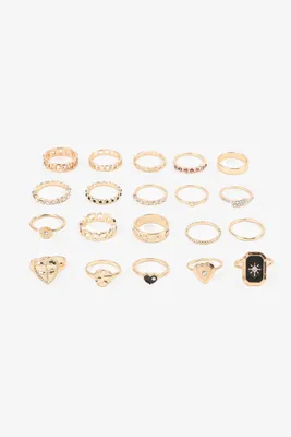 Ardene 20-Pack Assorted Rings in Gold | Size