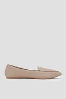 Ardene Solid Pointy Flats in Beige | Size 10 | Faux Leather/Faux Suede