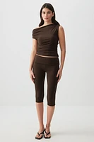 Ardene Foldover Capri Pants in Brown | Size | Polyester/Spandex
