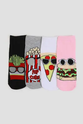 Ardene 4-Pack Food with Sunnies Ankle Socks | Polyester/Spandex