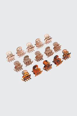 Ardene 15-Pack Mini Hair Clips in Brown