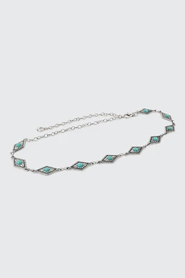 Ardene Diamond Chain Belt with Stones in Silver