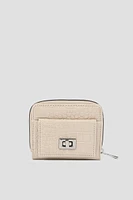 Ardene Small Turn Lock Wallet in Beige | Faux Leather/Polyester