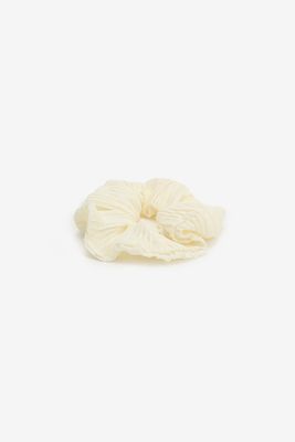 Ardene Large Ruched Scrunchie in White | Polyester