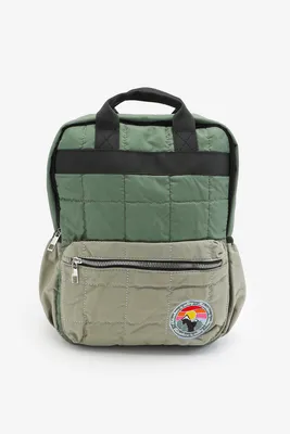 Ardene Topstiched Backpack in Dk. Green | Polyester