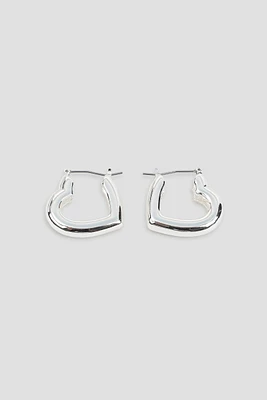 Ardene Thick Heart Shaped Hoops in Silver | Stainless Steel