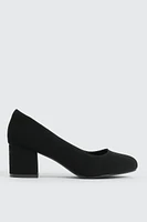Ardene Faux Suede Block Heel Pumps in Black | Size | Faux Leather/Faux Suede | Eco-Conscious