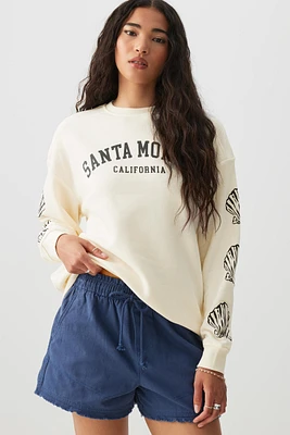 Ardene Graphic Sweatshirt in Beige | Size | Polyester/Cotton | Fleece-Lined