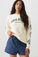 Ardene Graphic Sweatshirt in Beige | Size | Polyester/Cotton | Fleece-Lined