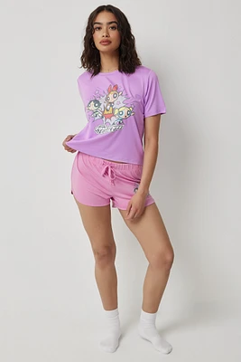 Ardene Powerpuff Girls PJ Set in Medium Purple | Size | Spandex/Cotton