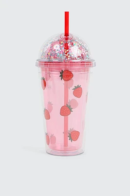 Ardene Kids Strawberry Tumbler in Red