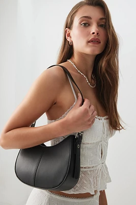 Ardene Faux Leather Baguette Bag in Black | 100% Recycled Polyester/Faux Leather | Eco-Conscious
