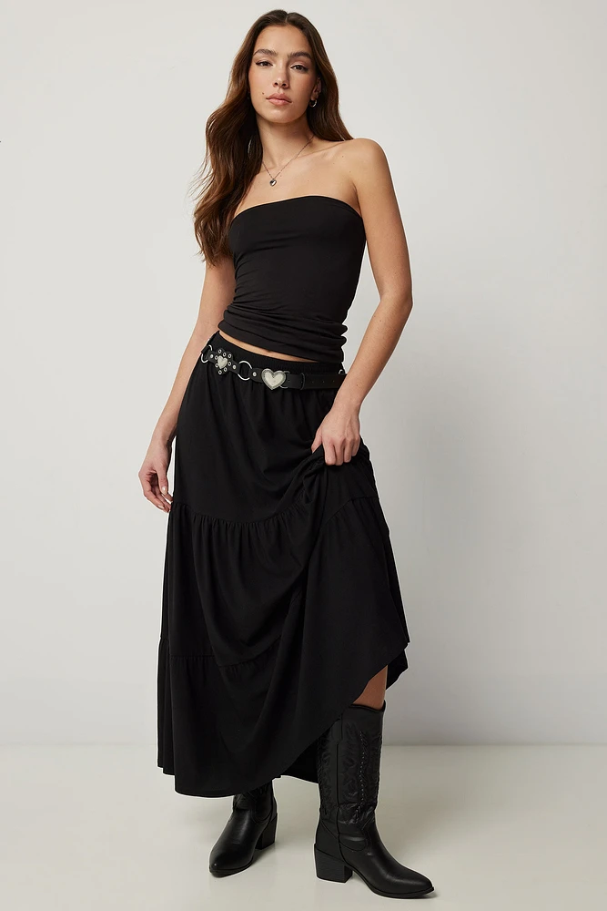 Ardene Tiered Maxi Skirt in | Size | Polyester/Elastane