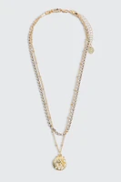 Ardene Tow-Row Seashell Necklace in Gold
