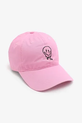 Ardene Melting Happy Face Cap in Pink | 100% Cotton