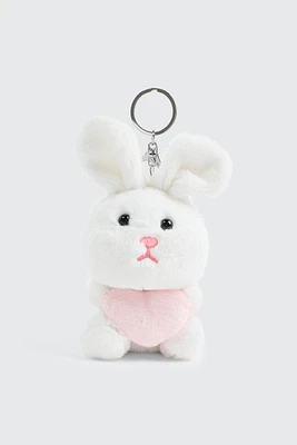 Ardene Kids Plush Bunny Keychain in White