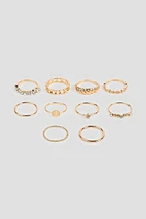 Ardene 10-Pack Assorted Gold Toned Rings | Size Small