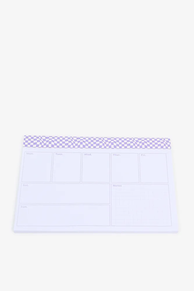 Ardene Checkered Weekly Planner in Lilac