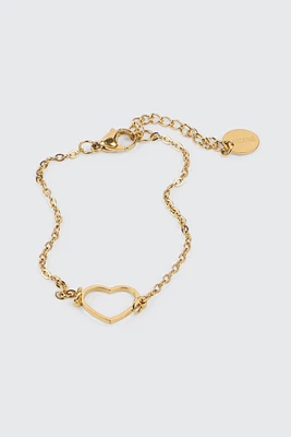 Ardene Stainless Steel Heart Bracelet in Gold