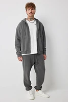 Ardene Man Washed Sweatpants For Men in Dark Grey | Size | 100% Cotton | Fleece-Lined