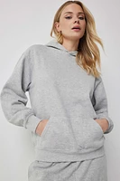 Ardene Solid Hoodie in Light Grey | Size | Polyester/Cotton | Fleece-Lined | Eco-Conscious