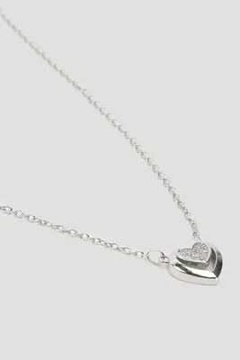 Ardene Stone Heart Necklace in Silver