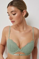 Ardene Lace Push Up Bra in Light Green | Size 36C