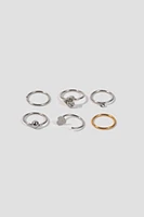 Ardene 6-Pack Heart Nose Rings in Silver