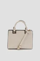 Ardene Faux Leather Tote Bag in Beige | Faux Leather/Polyester