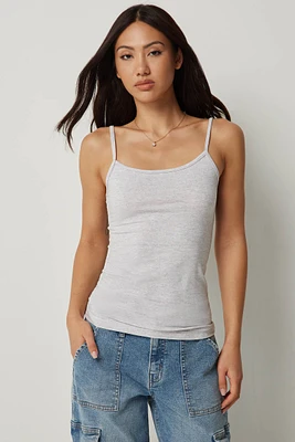 Ardene Basic Super Soft Spaghetti Strap Tank in Light Grey | Size | Polyester/Elastane | Eco-Conscious