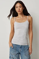 Ardene Basic Super Soft Spaghetti Strap Tank in Light Grey | Size | Polyester/Elastane | Eco-Conscious