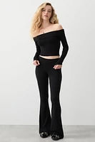 Ardene Mid Rise Foldover Flare Leggings in | Size | Elastane/Viscose