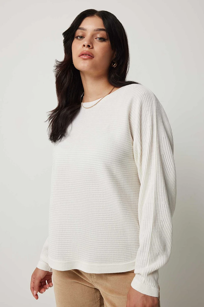 Ardene Long Dolman Sweater in White | Size | 100% Acrylic