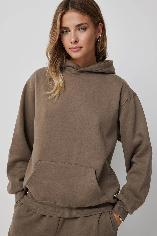 Ardene Solid Hoodie in | Size | Polyester/Cotton | Fleece-Lined | Eco-Conscious