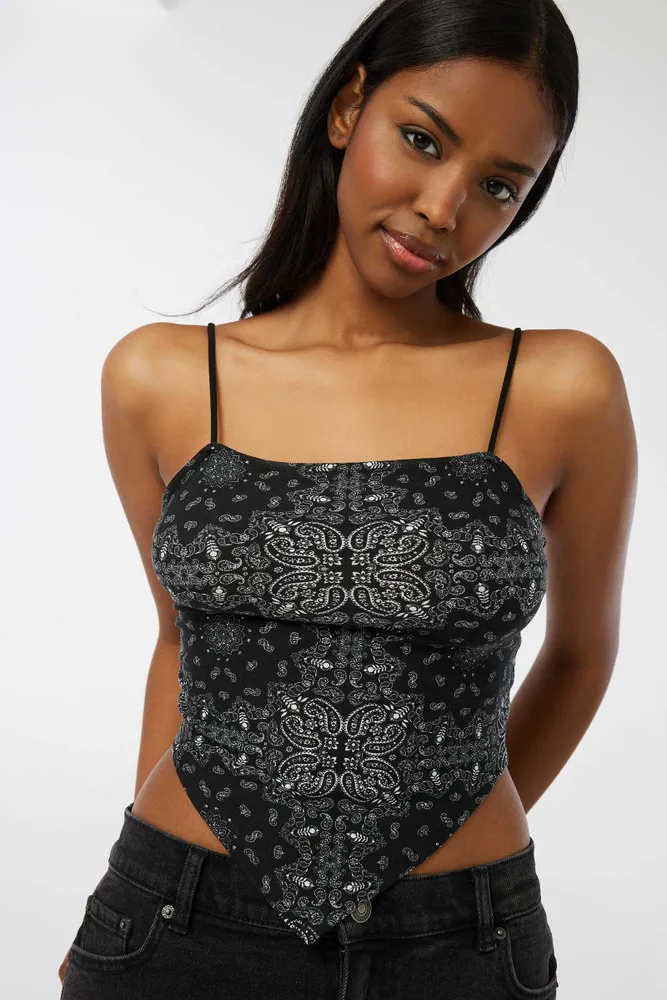 Buy Ardene Lace Crop Tank Top In Black