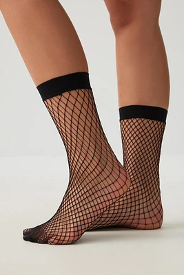 Ardene Fishnet Demi Crew Socks in | Nylon/Spandex
