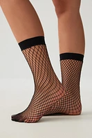 Ardene Fishnet Demi Crew Socks in | Nylon/Spandex