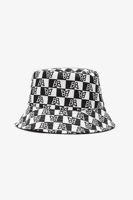 Ardene Checkered Butterfly Bucket Hat in Black