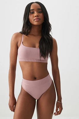 Ardene Seamless High Waist Thong Panty in Lavender Dream | Size Small | Nylon/Elastane | Eco-Conscious