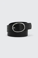 Ardene Oval Buckle Belt in Black | Size | Faux Leather